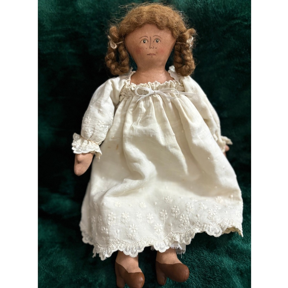 Wildash Works Folk Art Doll June Wildash Primitive Poor Mans China Lace Dress